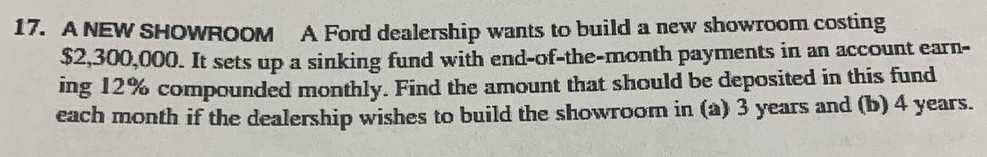 17. A NEW SHOWROOM A Ford dealership wants to