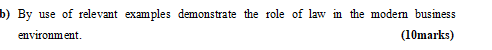 THE SUBJECT is BUSINESS LAW b) By use of relevant