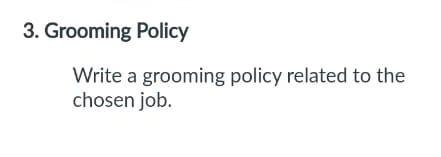 3. Grooming Policy Write a grooming policy
