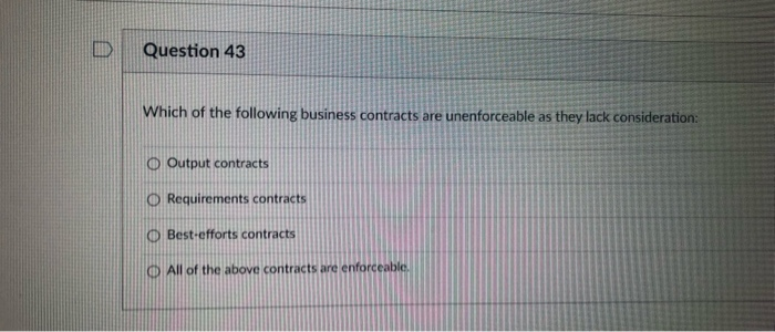 Question 41 Pursuant to the Statute of Frauds