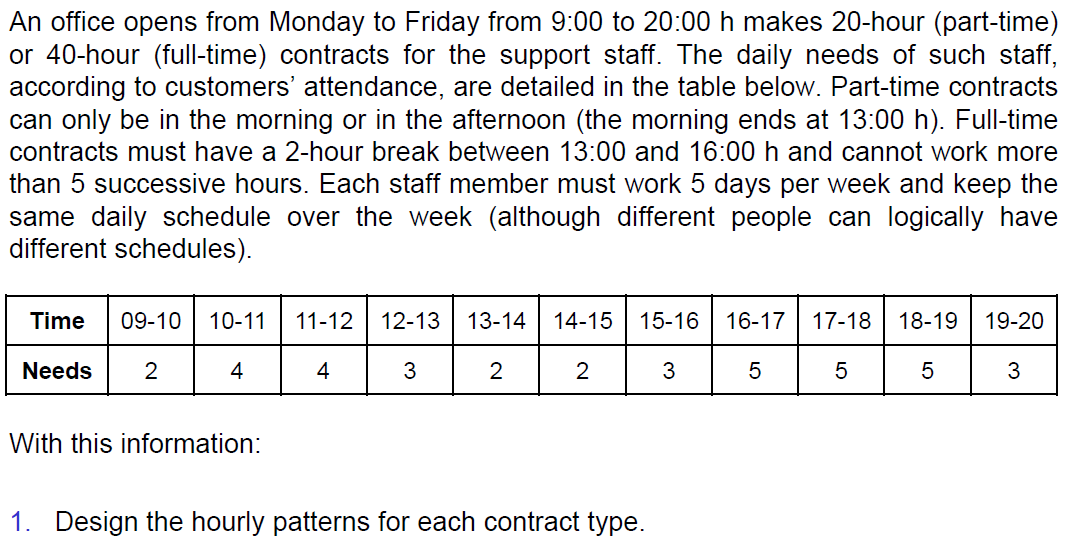 An office opens from Monday to Friday from 9:00
