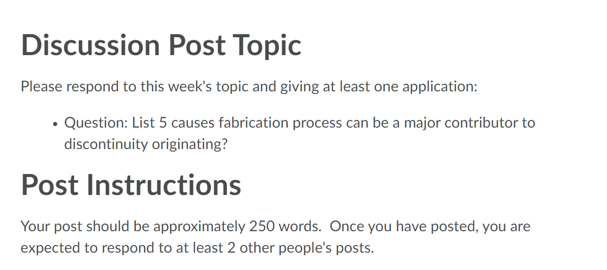 Discussion Post Topic Please respond to this