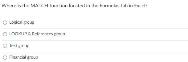 Where is the MATCH function located in the