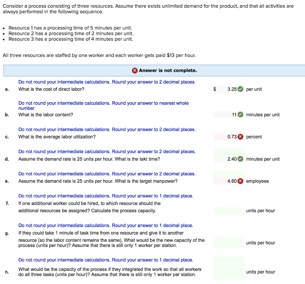Consider a process consisting of three resources.