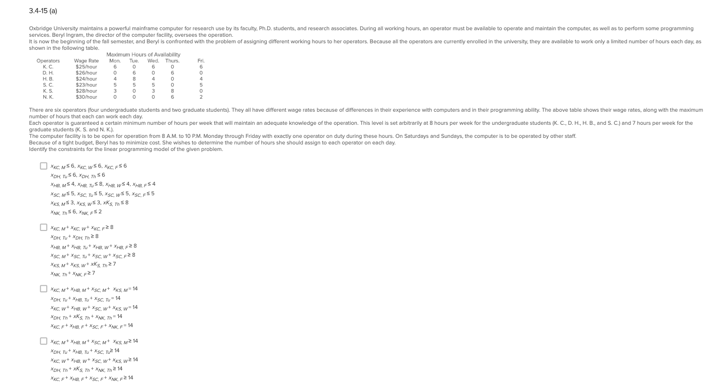 3.4-15 (a) Oxbridge University maintains a