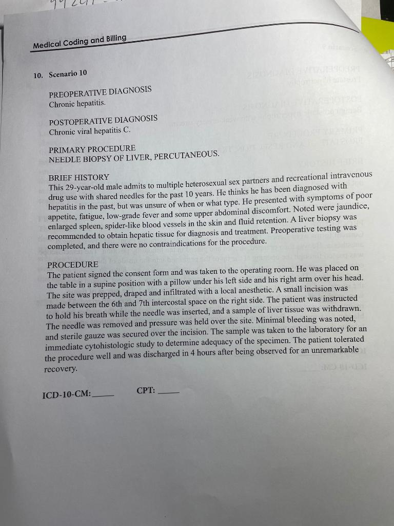 Medical Coding and Billing 10. Scenario 10