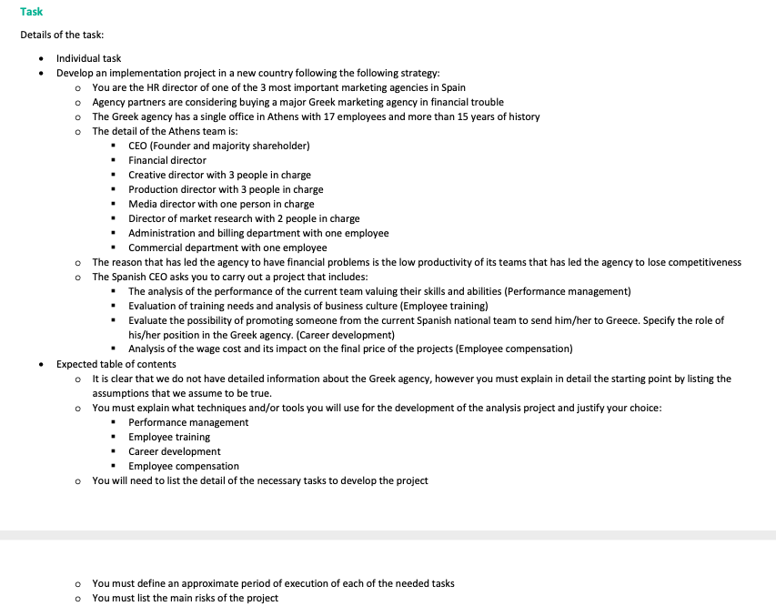 Human Resources Project - Individual task -