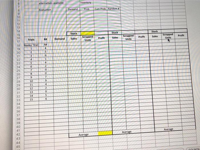 Part C: [Use excel] Show your work completely and