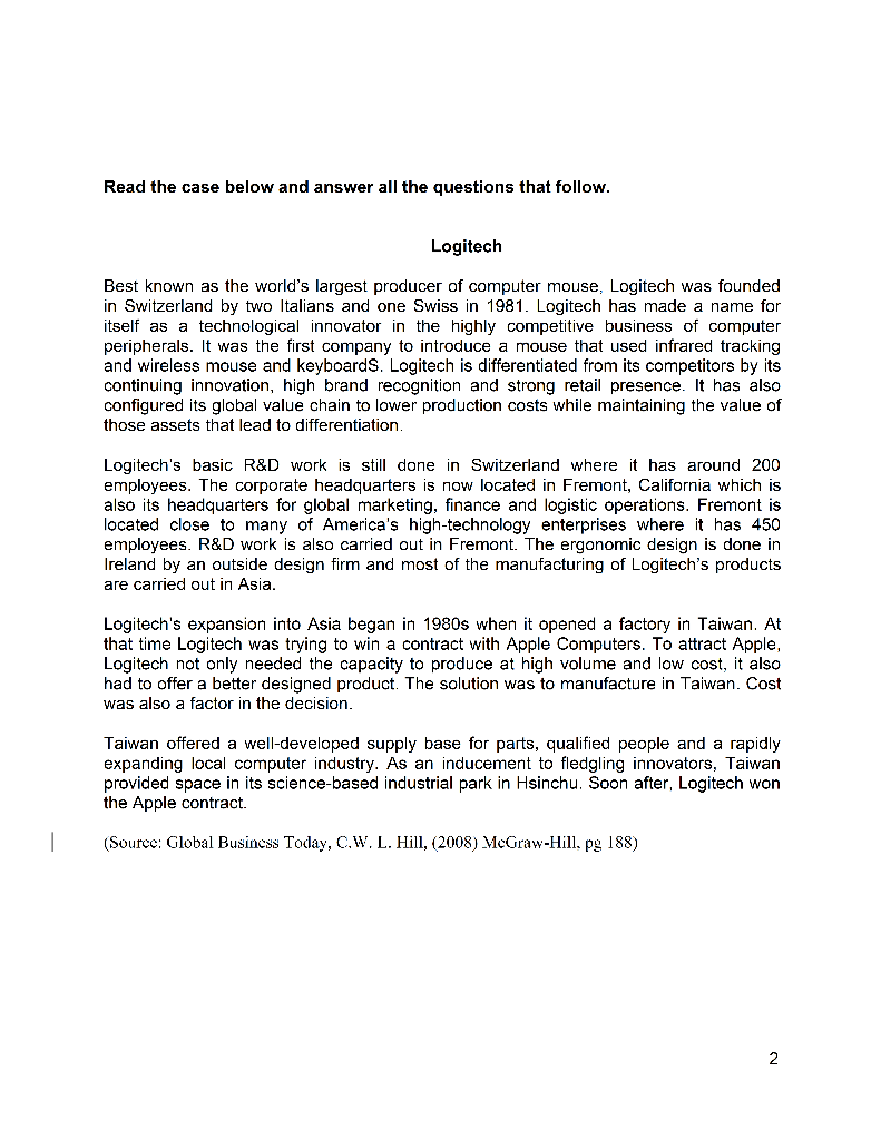 Read the case below and answer all the questions