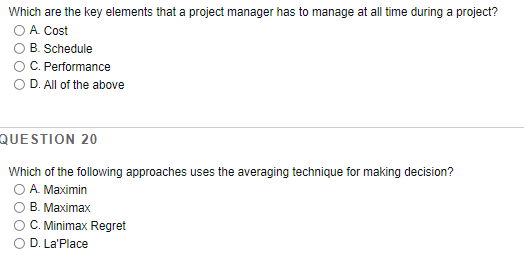 Which are the key elements that a project manager