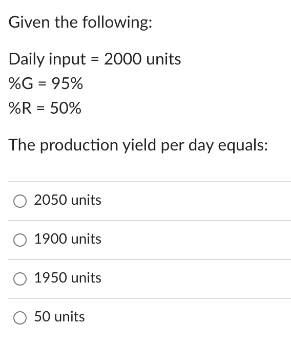 4. 5. 6. Given the following: Daily input = 2000