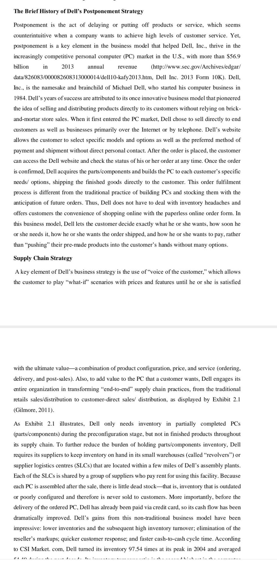 The Brief History of Dell's Postponement Strategy