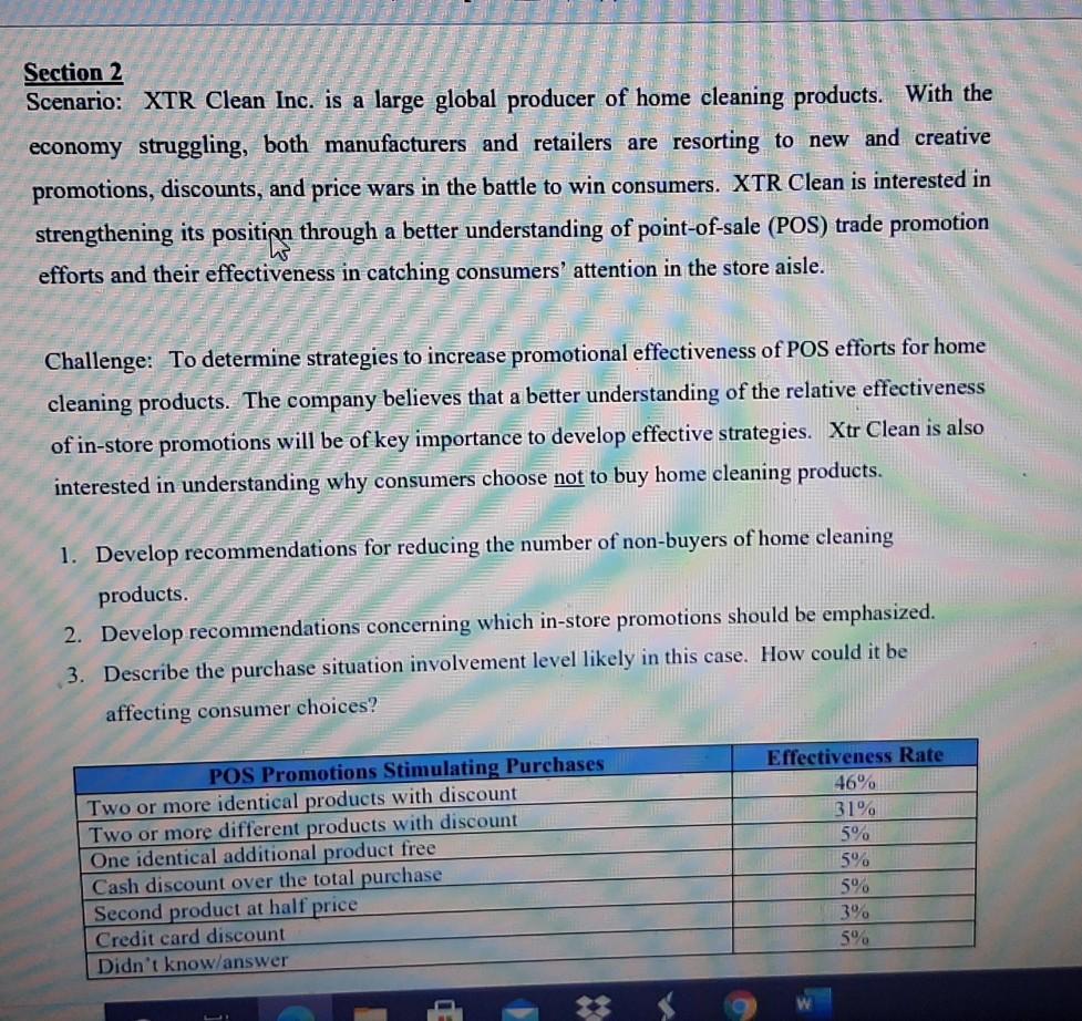 Section 2 Scenario: XTR Clean Inc. is a large