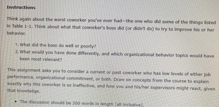 TABLE 1-1 The Best of Coworkers, the Worst of