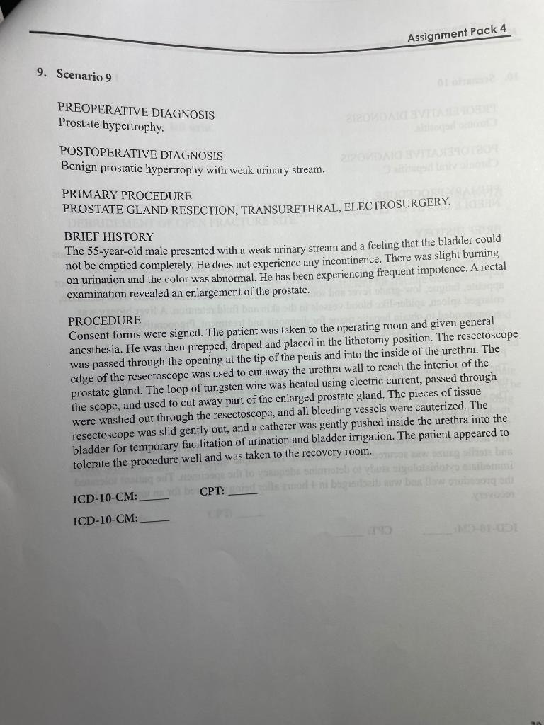 Assignment Pack 4 9. Scenario 9 PREOPERATIVE