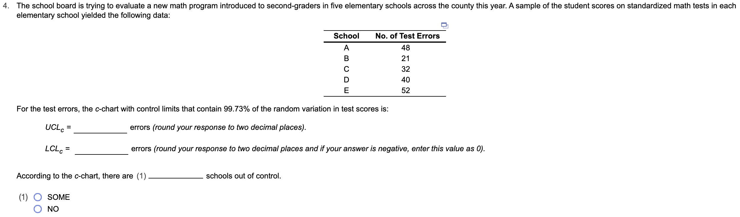 4. The school board is trying to evaluate a new