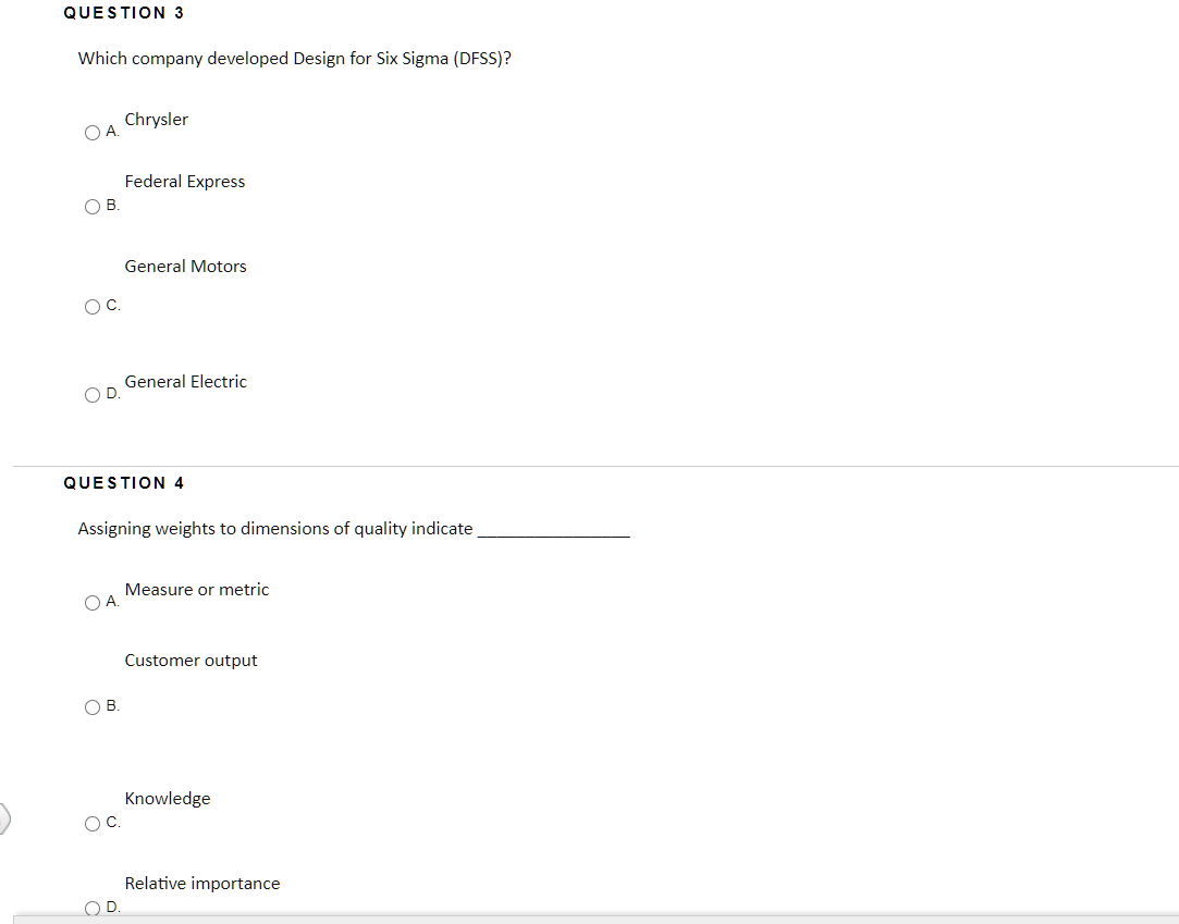 QUESTION 1 The international standard for quality