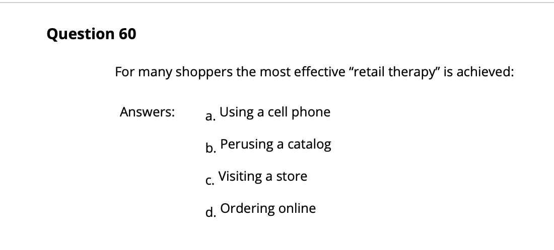 Answers: a. Personalization b. Customization c.