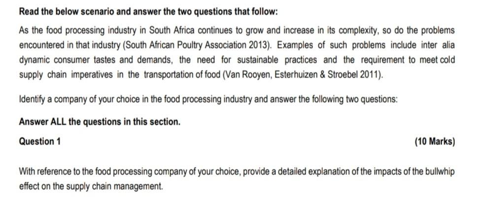 Read the below scenario and answer the two