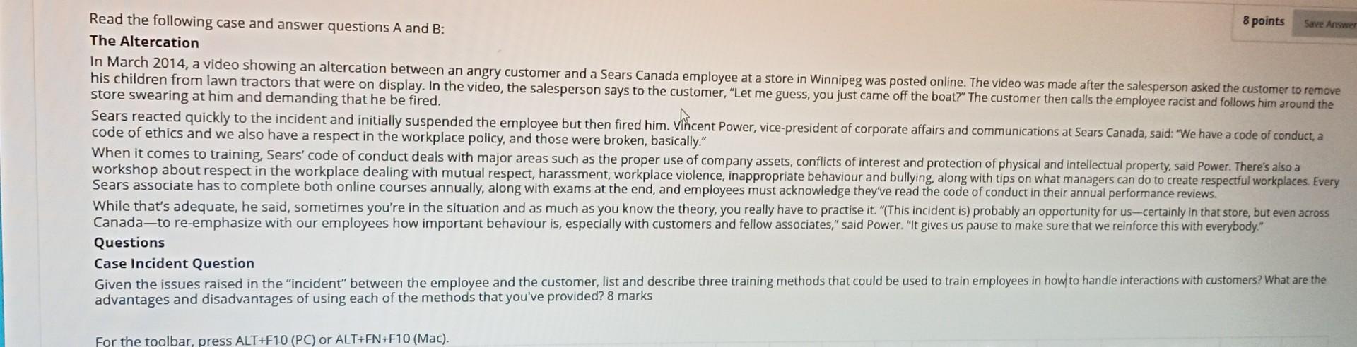 Read the following case and answer questions A