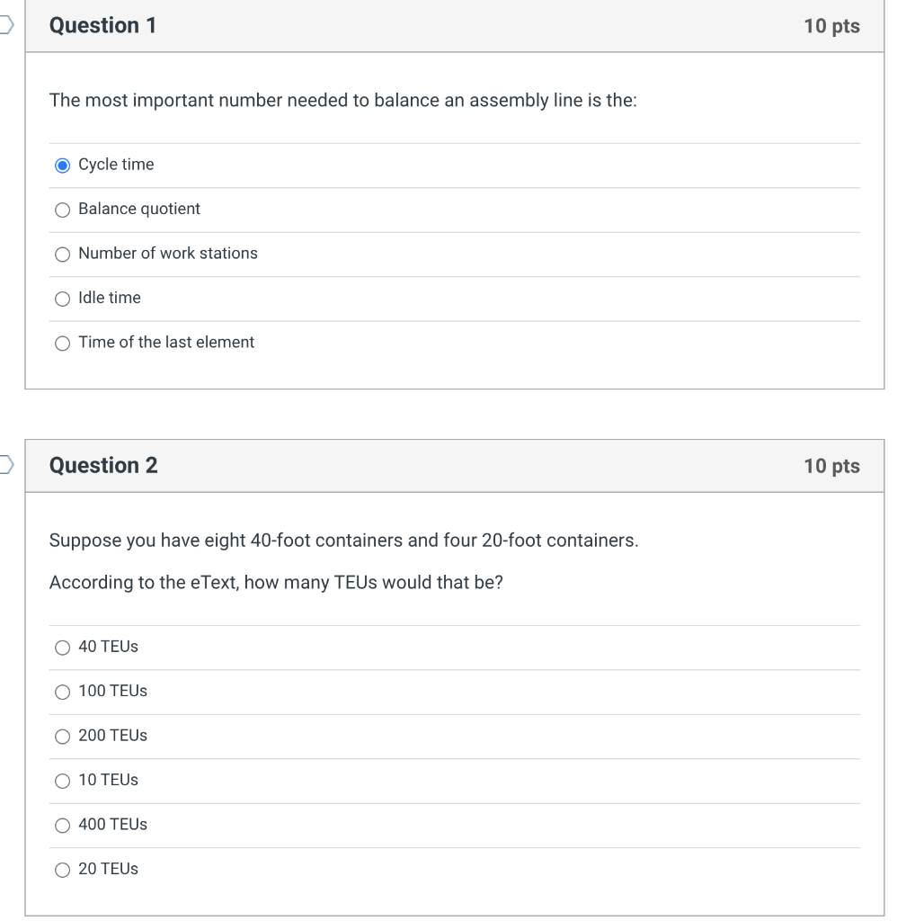 Question 1 10 pts The most important number