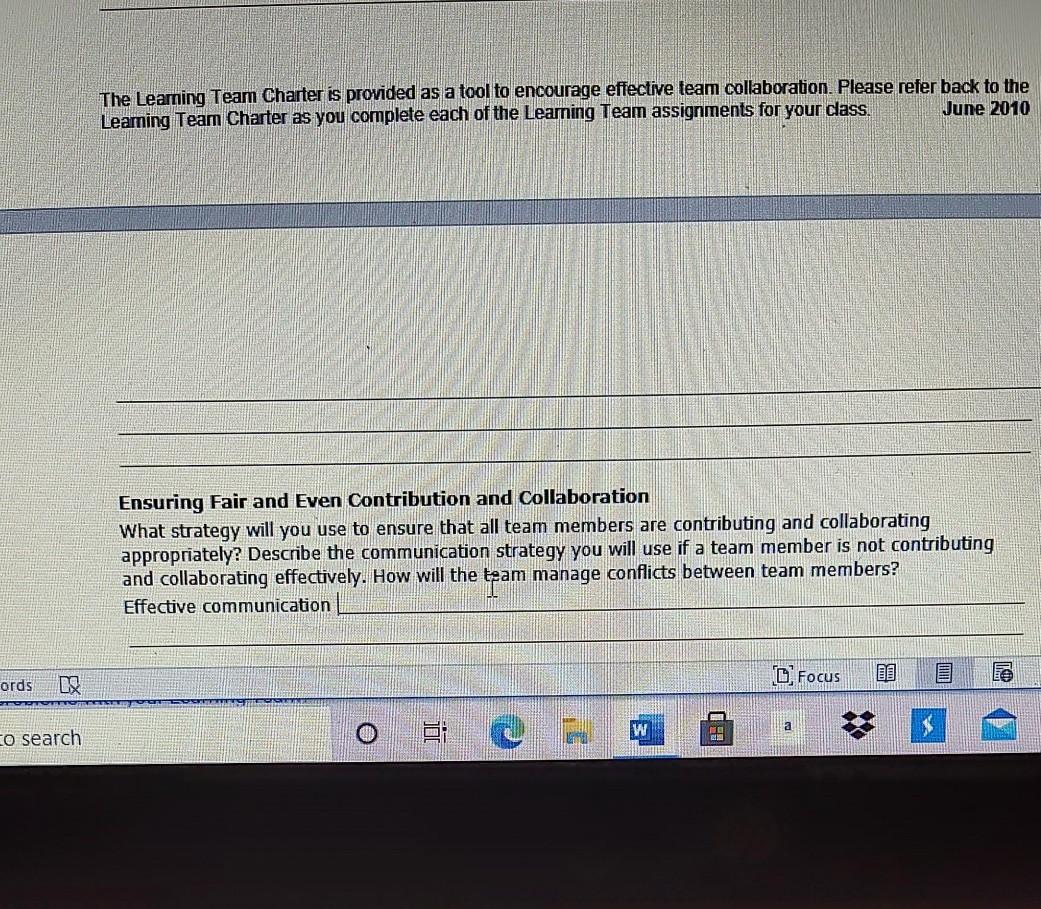 The Leaming Team Charter is provided as a tool to