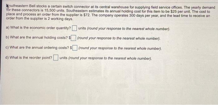 Southeastern Bell stocks a certain switch