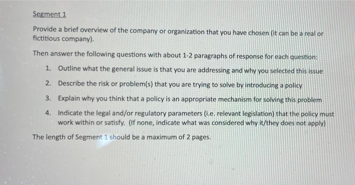 Segment 1 Provide a brief overview of the company