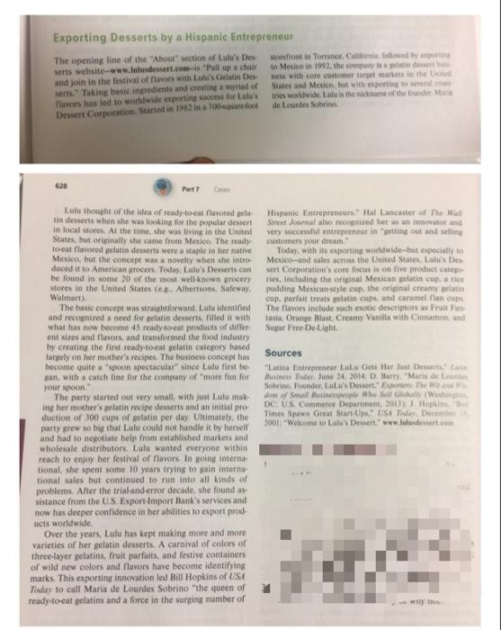 case: Exporting desserts by an hispanic