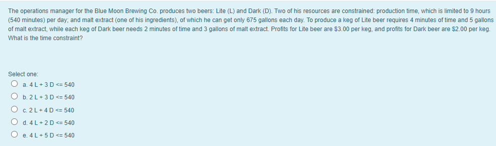 The operations manager for the Blue Moon Brewing