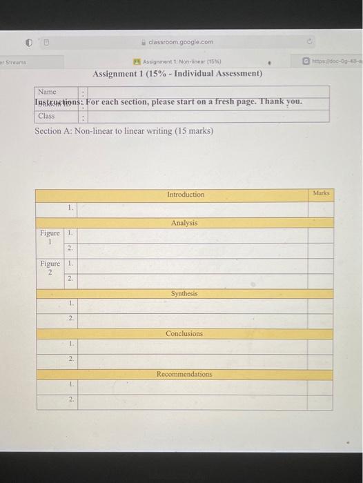 SECTION A: NON-LINEAR TO LINEAR WRITING [15 MARKS