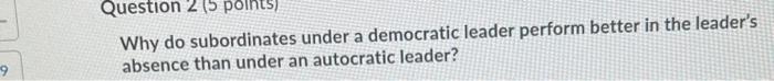 Question 215 point Why do subordinates under a