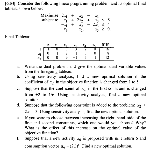 [6.54] Consider the following linear programming