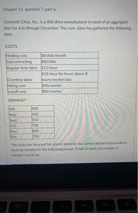 part A Chapter 13, question 7. part a: Consuelo
