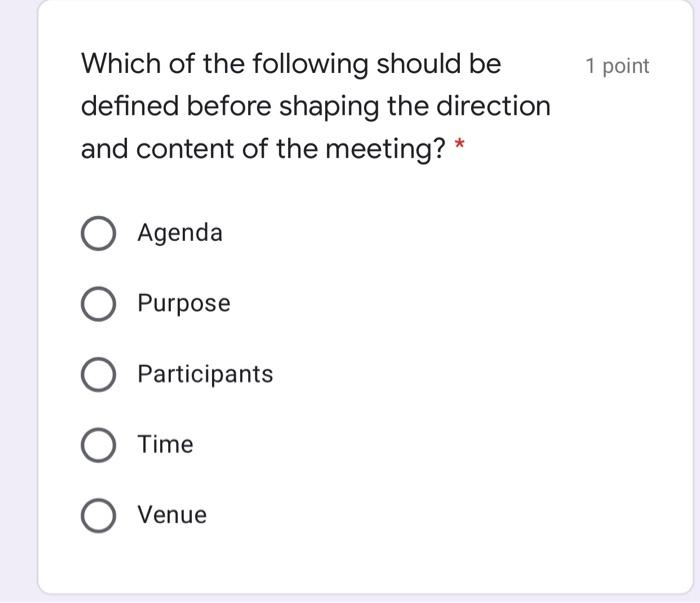 ?? 1 point Which of the following should be
