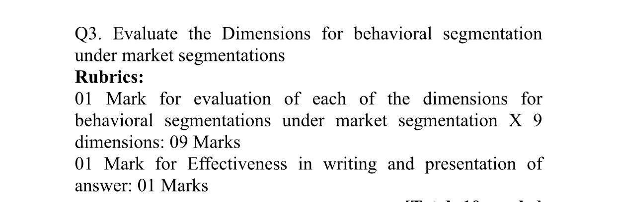 Title: marketing MANAGEMENT Q3. Evaluate the