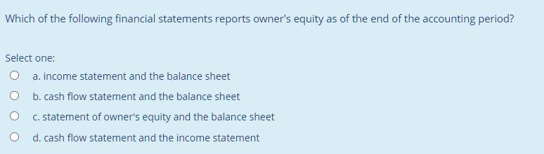 Which of the following financial statements
