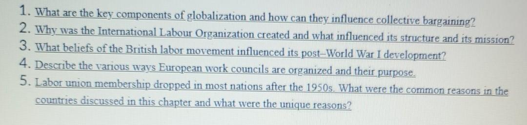 1. What are the key components of globalization