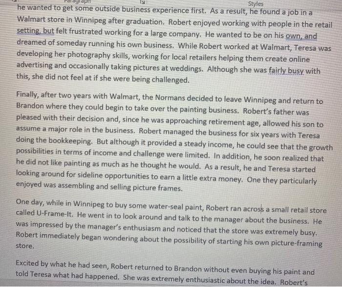 Case Study (20 marks available) Robert and Teresa