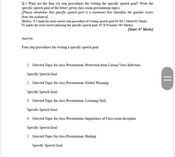 Title effective speech Q.1 What are the four (4)