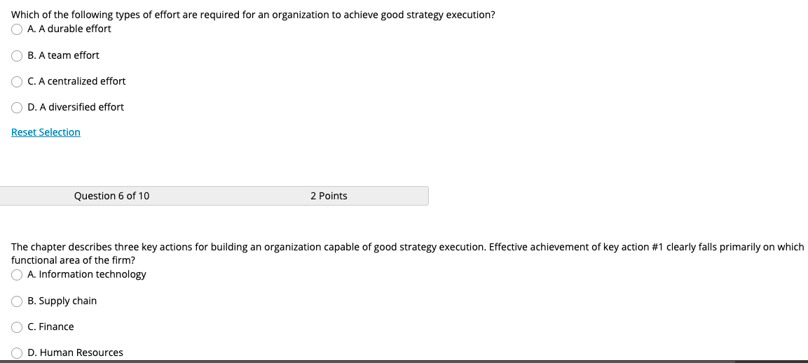 Which of the following types of effort are