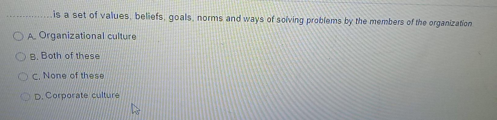 is a set of values, beliefs, goals, norms and