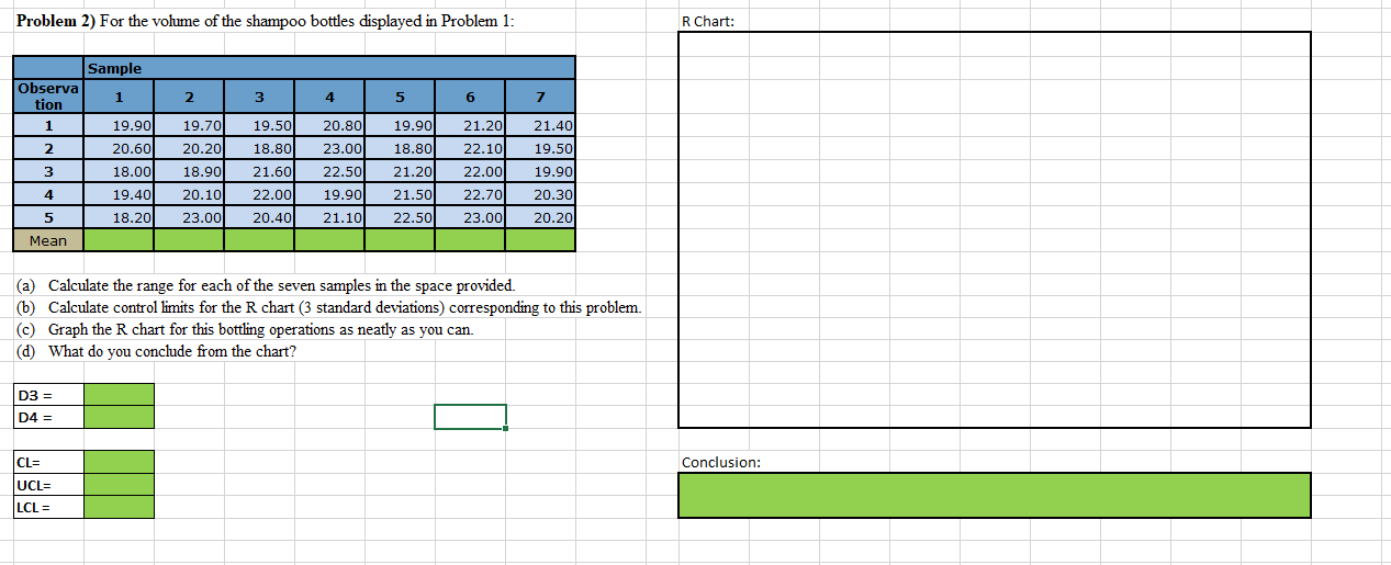 Problem 2) For the volume of the shampoo bottles