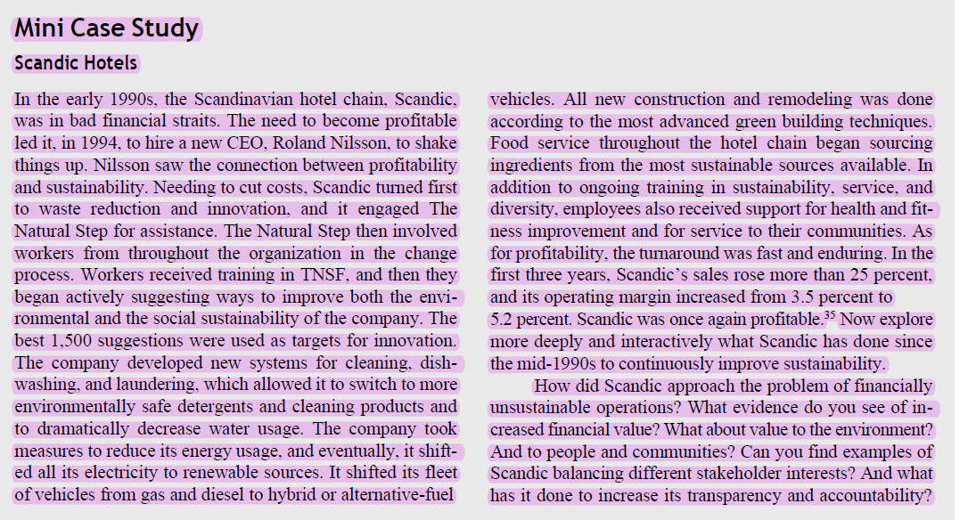 Mini case study based on sustainable marketing.
