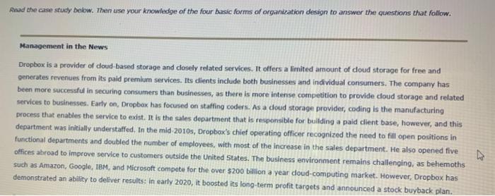 6. The Basic Forms of Organizations Consider the