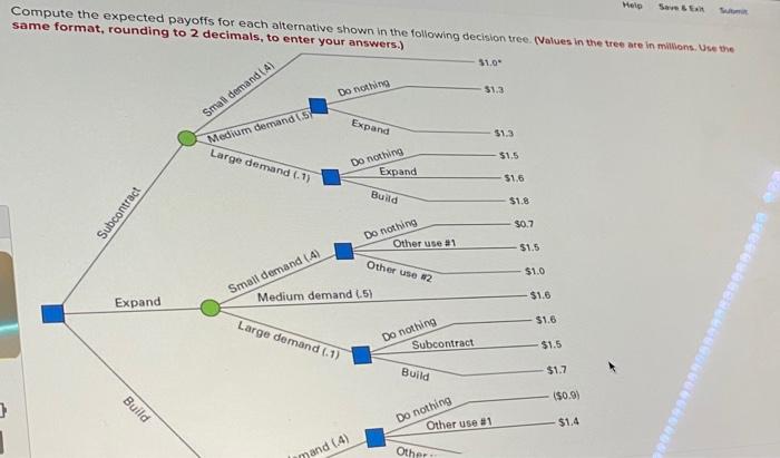 help!!!! Help Compute the expected payoffs for