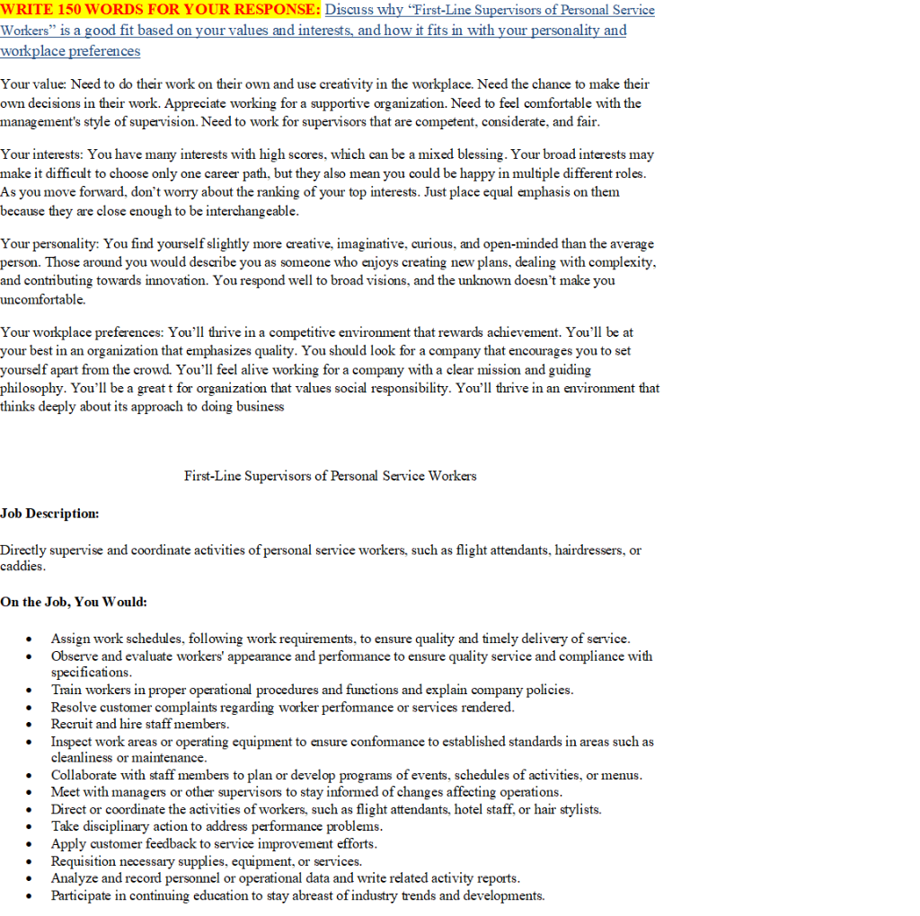 WRITE 150 WORDS FOR YOUR RESPONSE: Discuss why