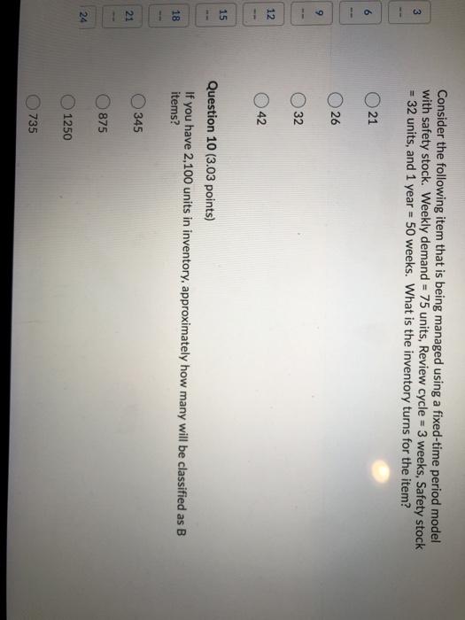 Consider the following item that is being managed