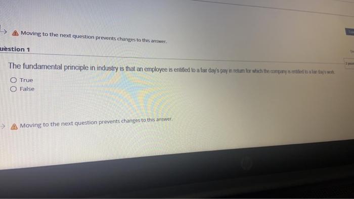 Moving to the next question prevents changes to