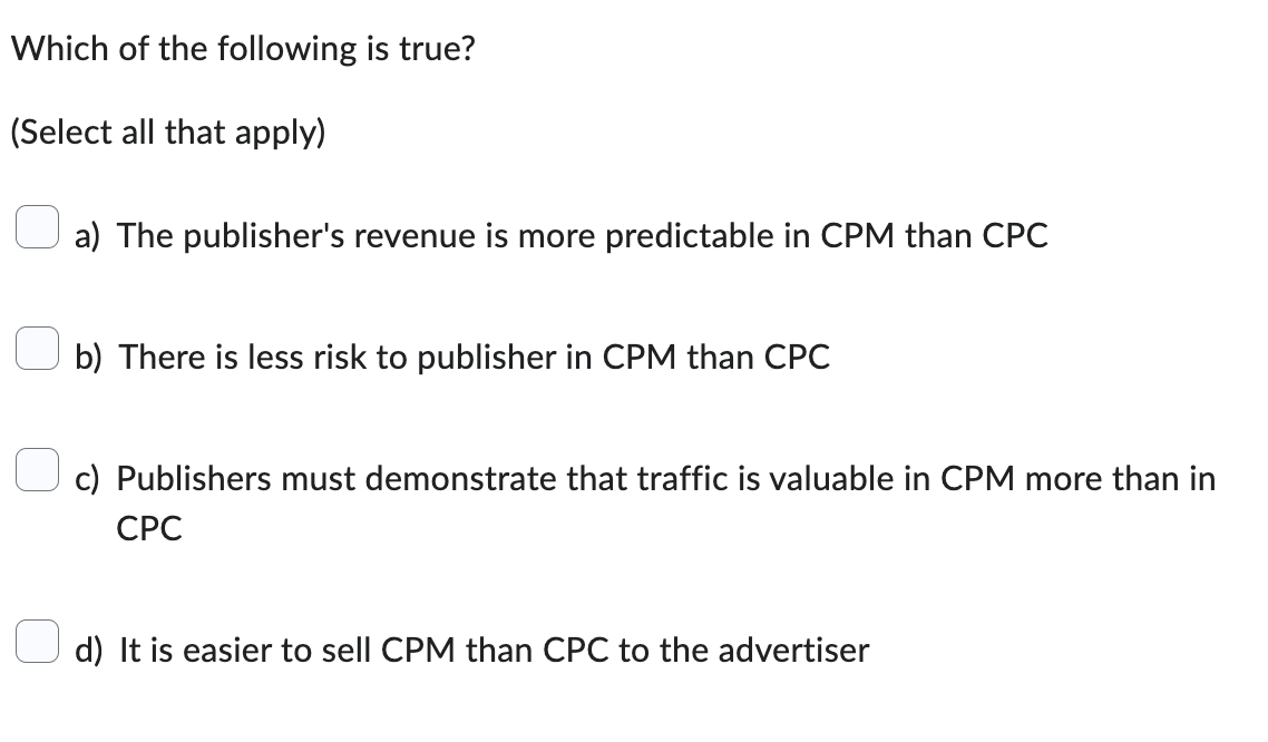 What are the right answers Which of the following